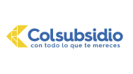 Logo de droguerías Colsubsidio, en azul con un ícono amarillo